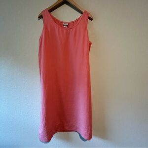 Eileen Fisher Coral 100% Irish Linen Sheath Lagenlook Midi Dress Size L